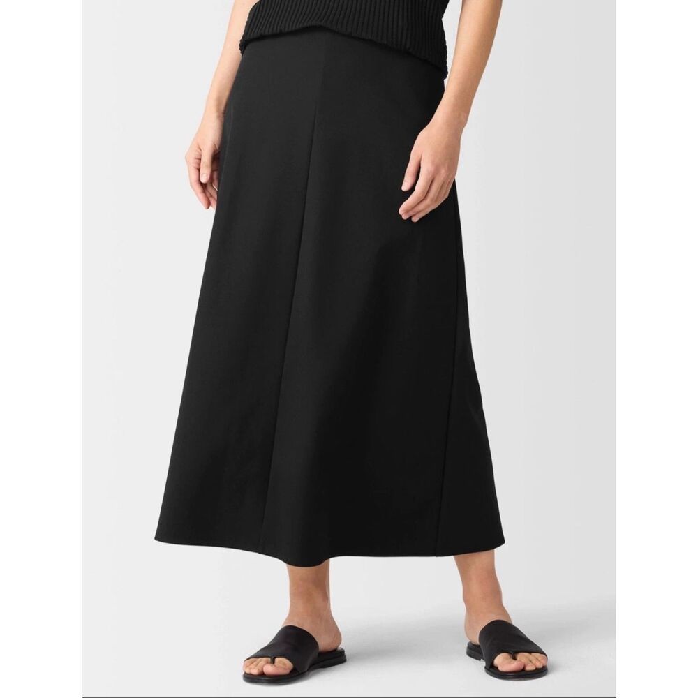 Eileen Fisher $188 Lightweight Ponte A-Line Skirt black petite small NWOT